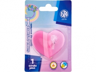 Gumka z temperówką w kształcie serca transformer 2w1 ASTRA PASTEL LINE - 1 szt. blister [opakowanie=12szt]